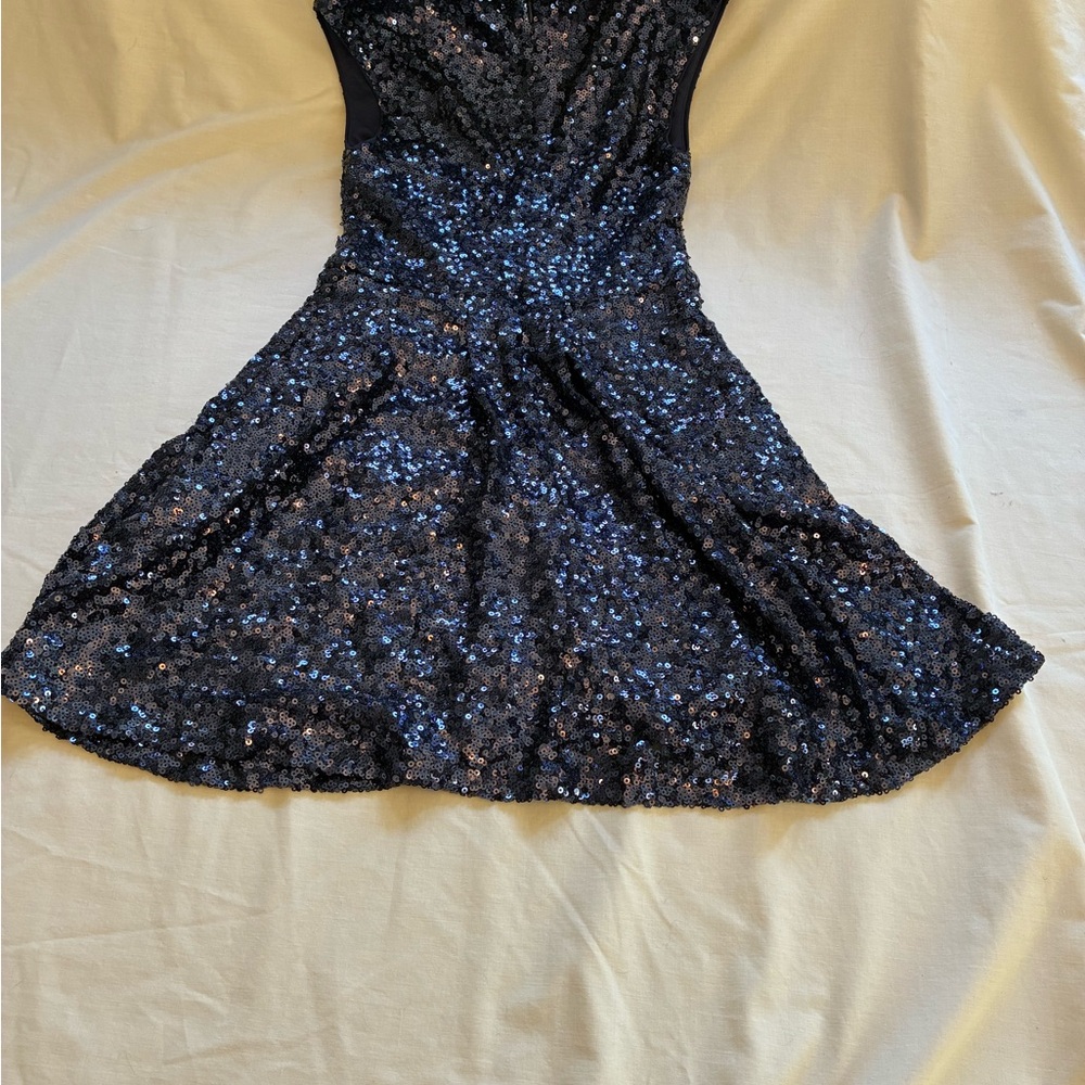 Forever 21 Navy Blue Sequin Fit-and-Flare Kids Dress NWT - Picture 5 of 6